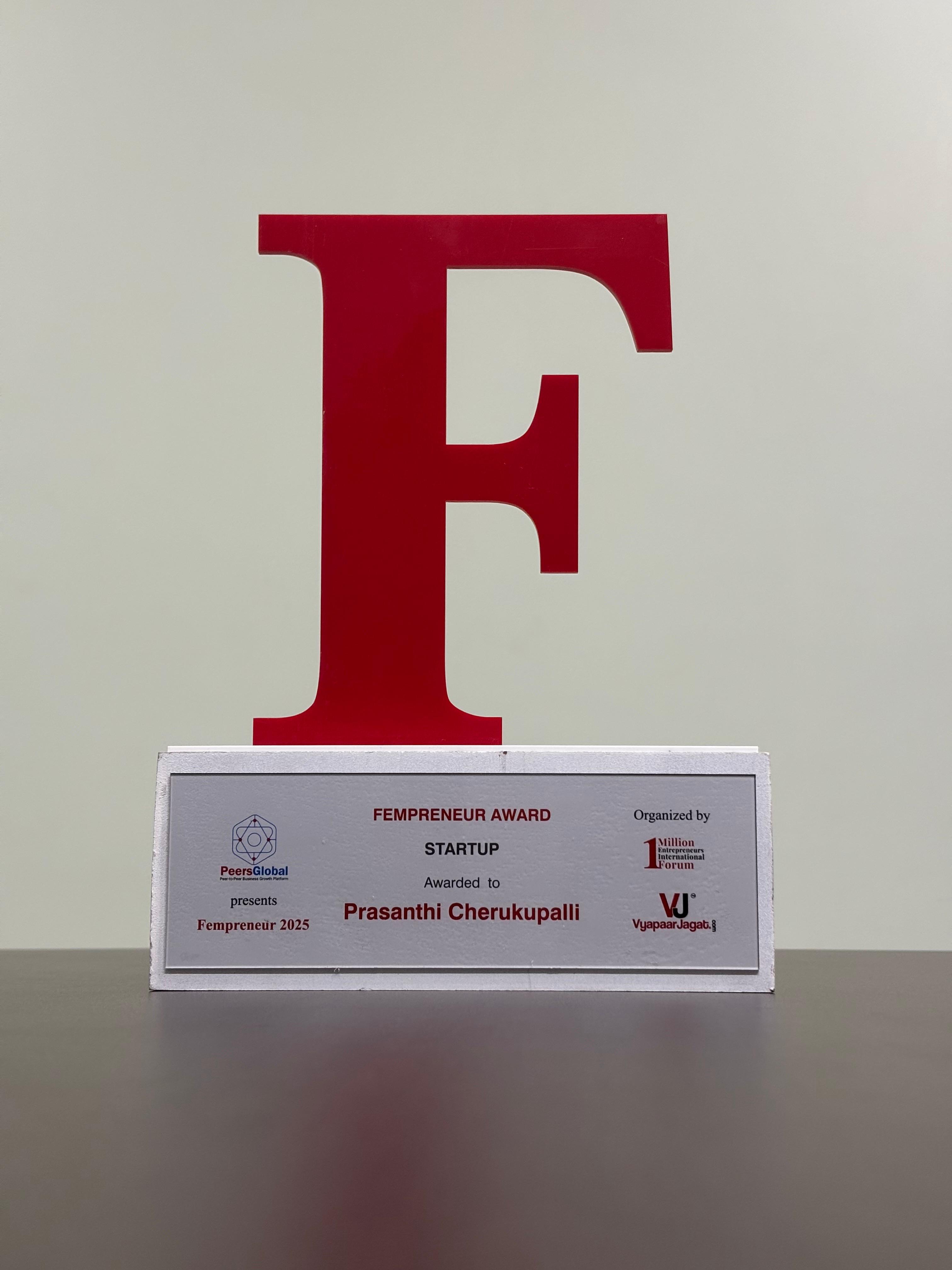 Mrs. Prasanthi Cherukupalli - Fempreneur Award 2025 Winner